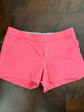 J. Crew Coral Pink High-Waist Cotton Shorts